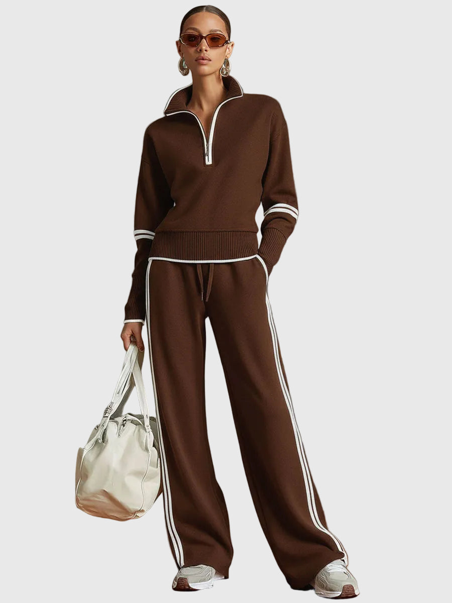 Minrada | Zip Neck Knitted Lounge Set