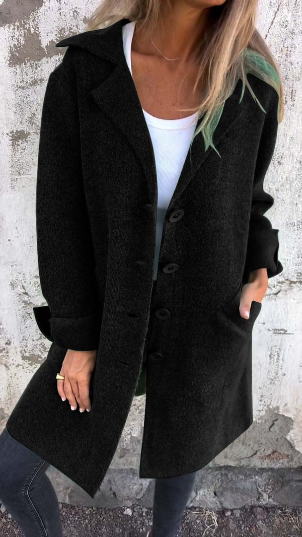 Baylea | Long Button Front Coat With Lapels