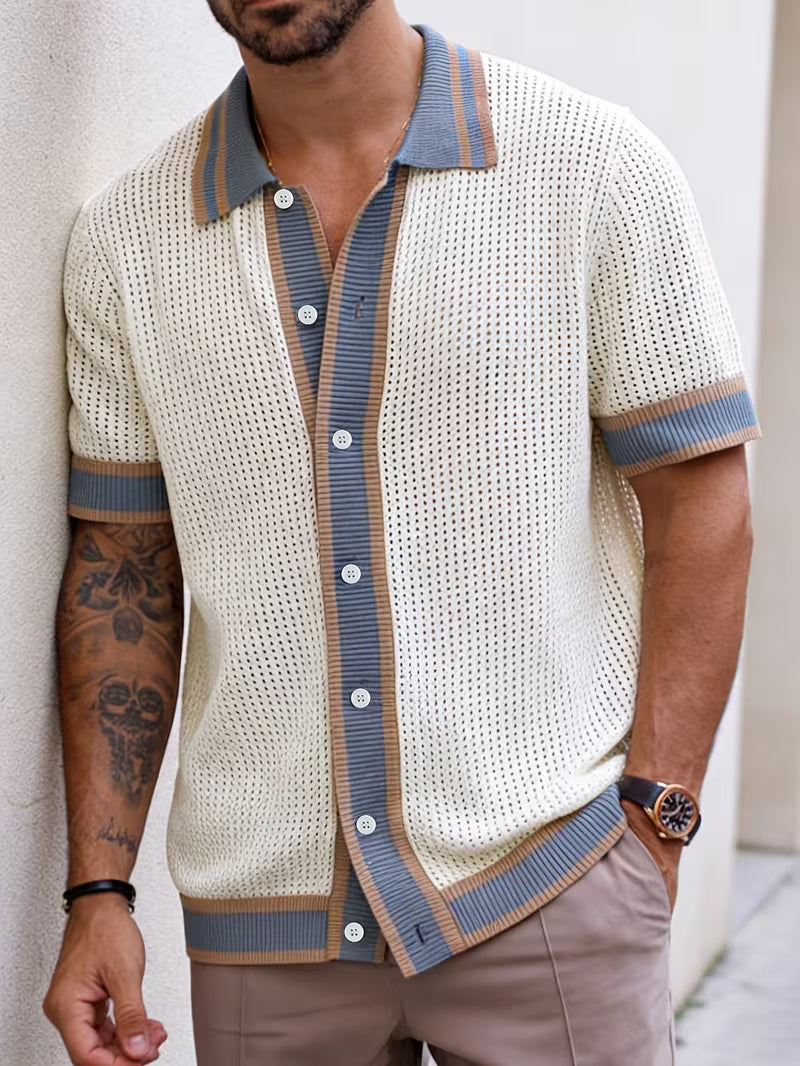 Walt | Knitted Short Sleeve Button Polo Shirt