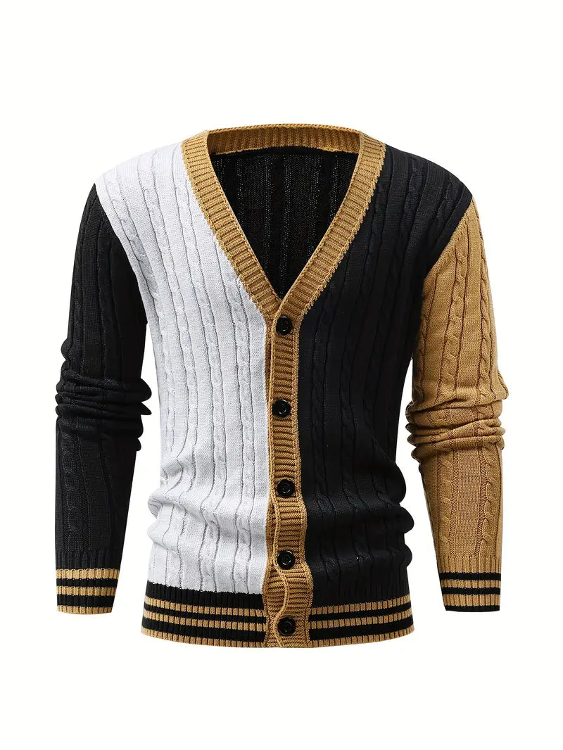 Bryant | Cable Knit Colour Block Cardigan