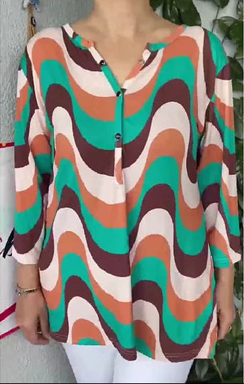 Nahikari | Printed V Neck Tunic Blouse