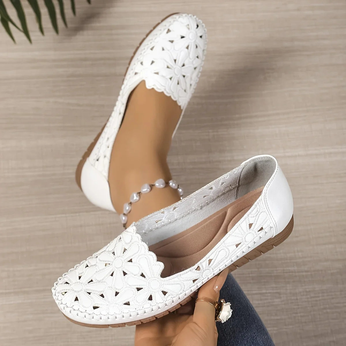 Inessa | Floral Cutout Loafer Flats