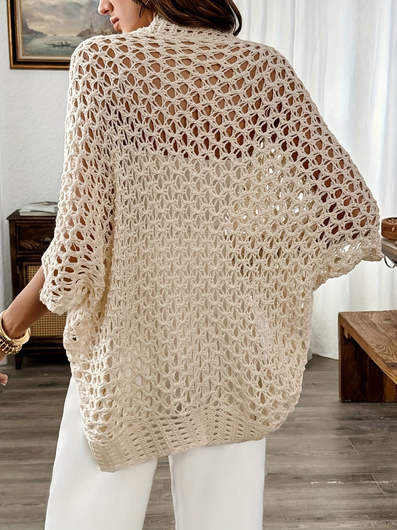 Etleva | Open Knit Batwing Sleeve Cardigan
