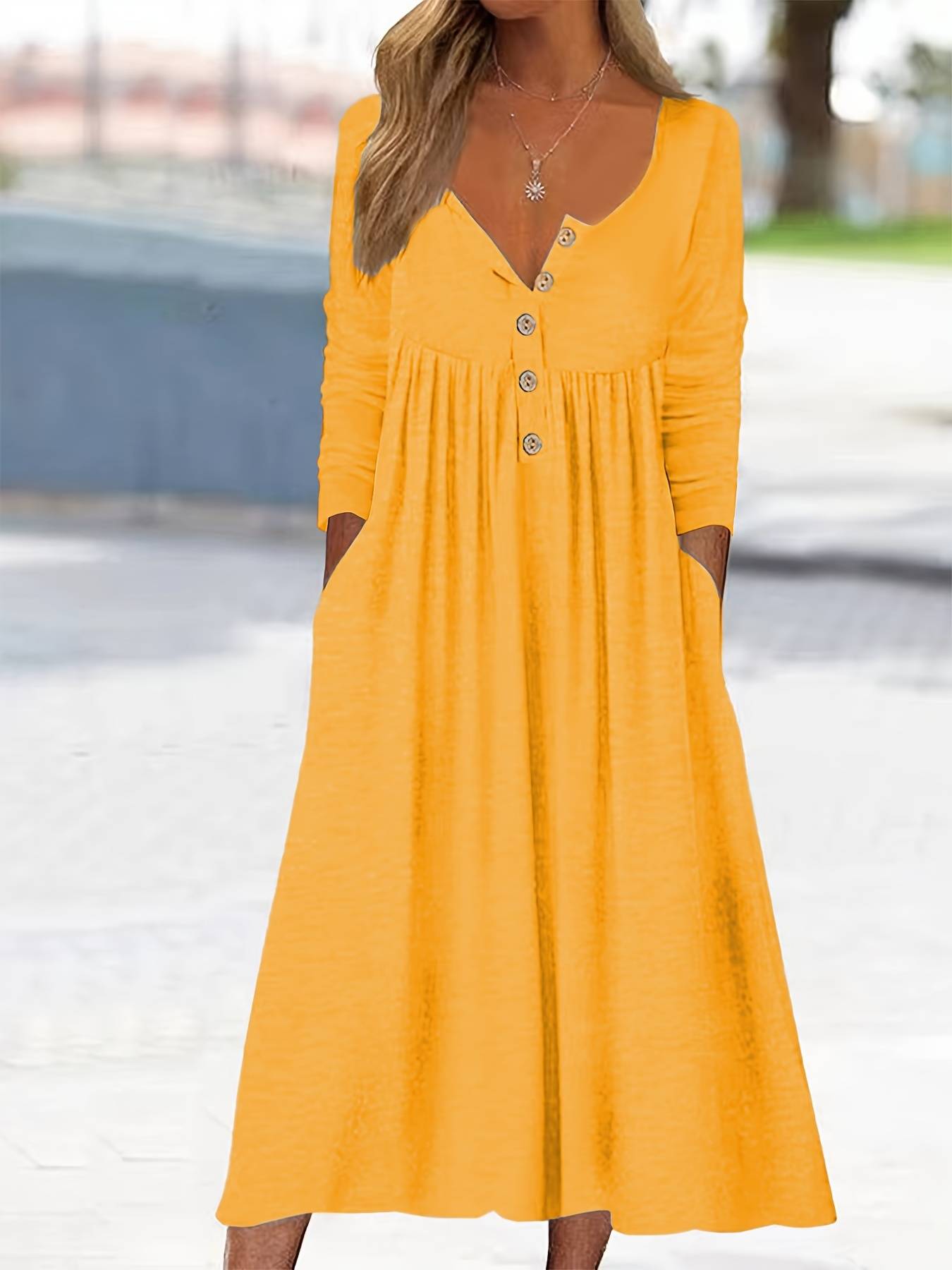 Imethma | Midi Dress Long Sleeve Button Front