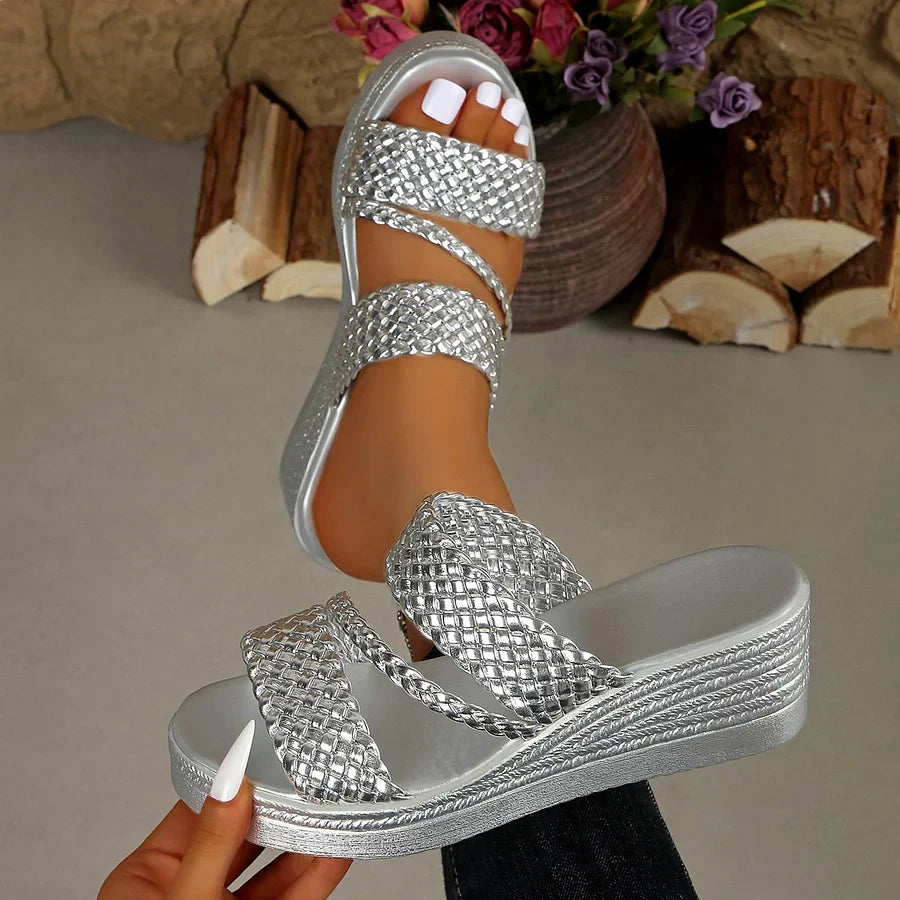 Kalwina - Wedge Braided Strap Sandals
