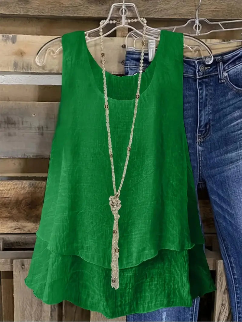 Cressida | Sleeveless Layered Swing Vest Top