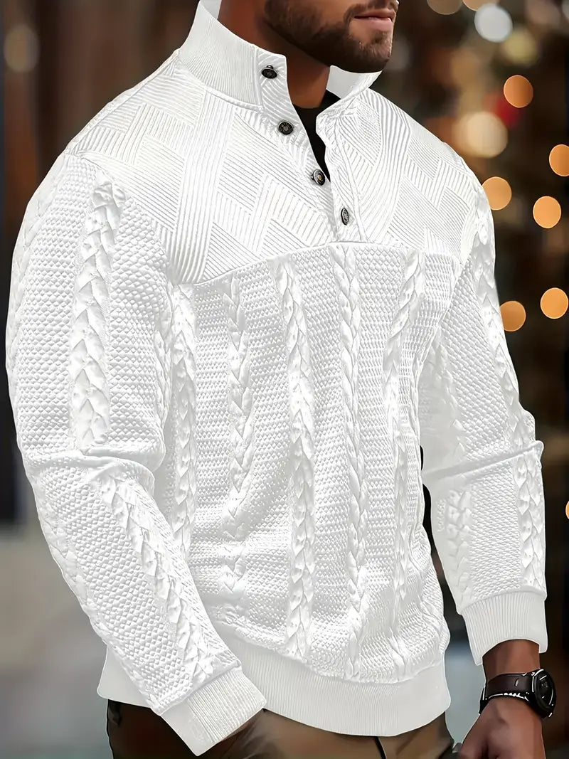 Dawson | Long Sleeve Textured Henley Knit Sweater
