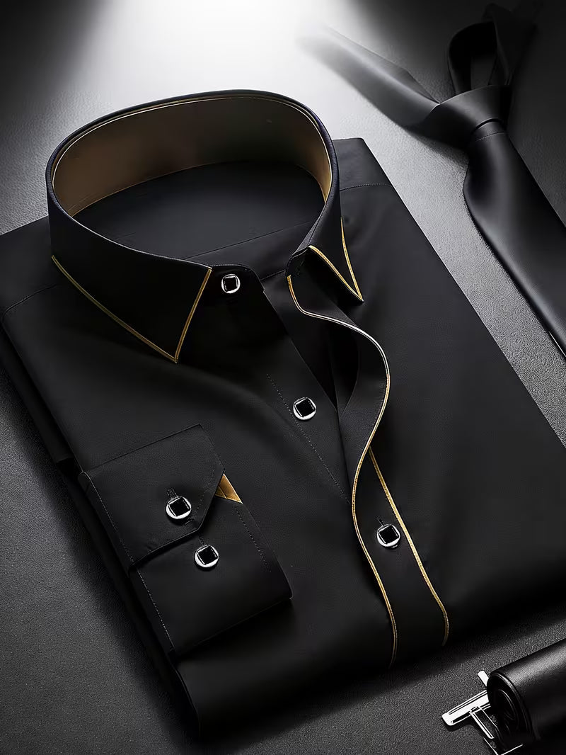 Daven | Long Sleeve Contrast Trim Button Shirt