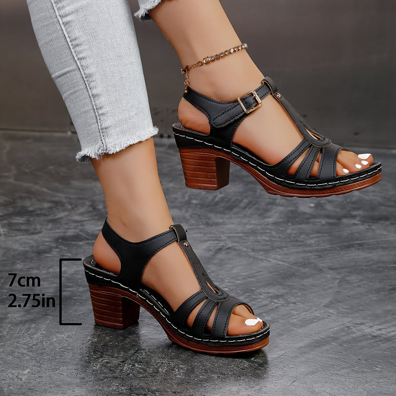 Manya | Open Toe Block Heel Strap Sandals
