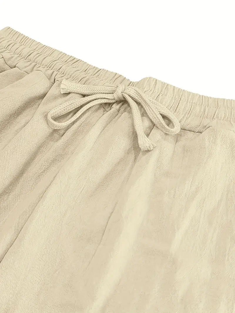 Babaev | Drawstring Wide Leg Linen-Style Trousers
