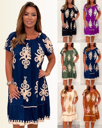 Ranee | Printed Short Sleeve Smock Dress