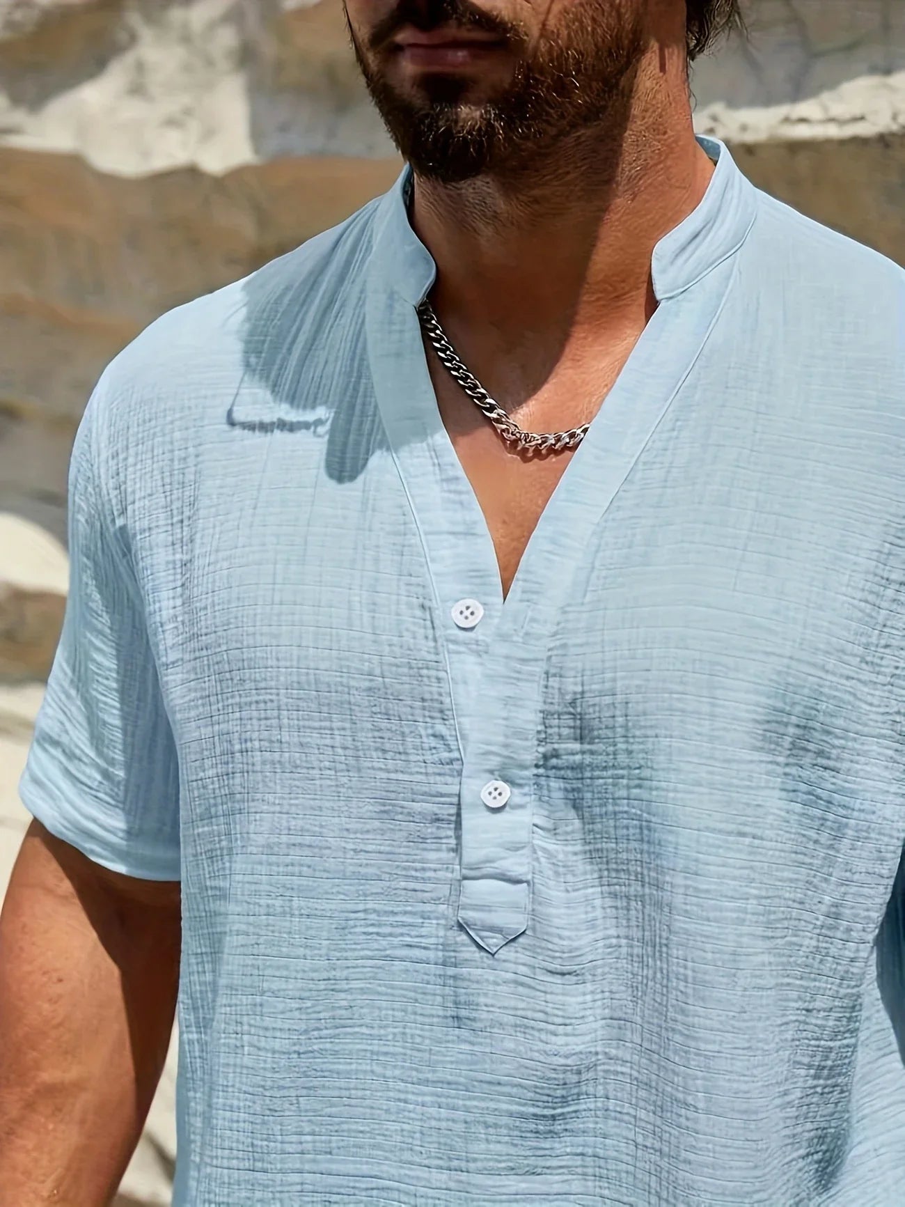 Sancho | Short Sleeve Stand Collar Shirt