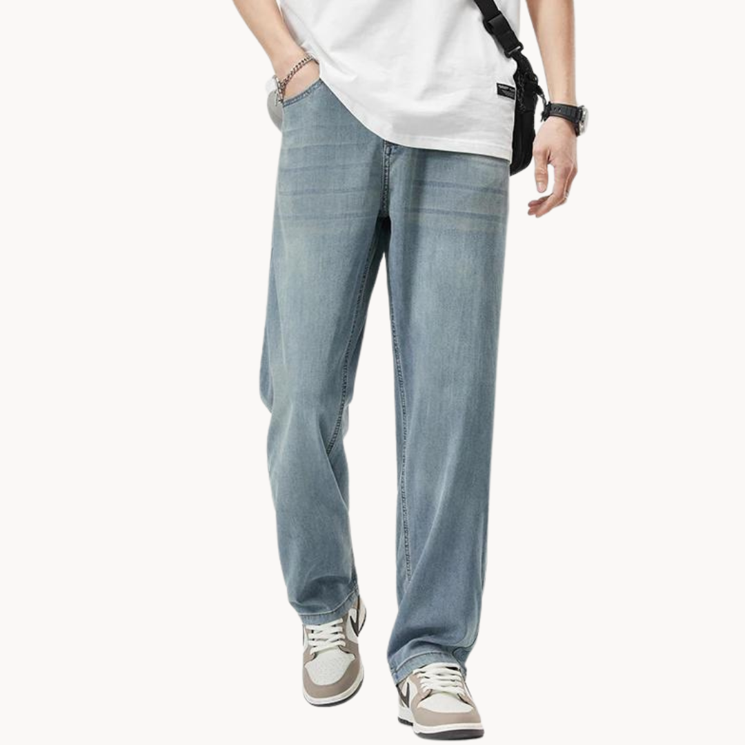 Teofilo | Loose Fit Washed Straight Leg Jeans