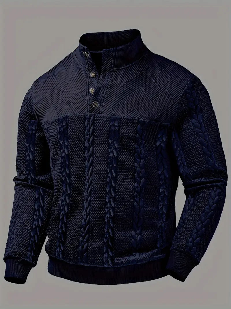 Dawson | Long Sleeve Textured Henley Knit Sweater