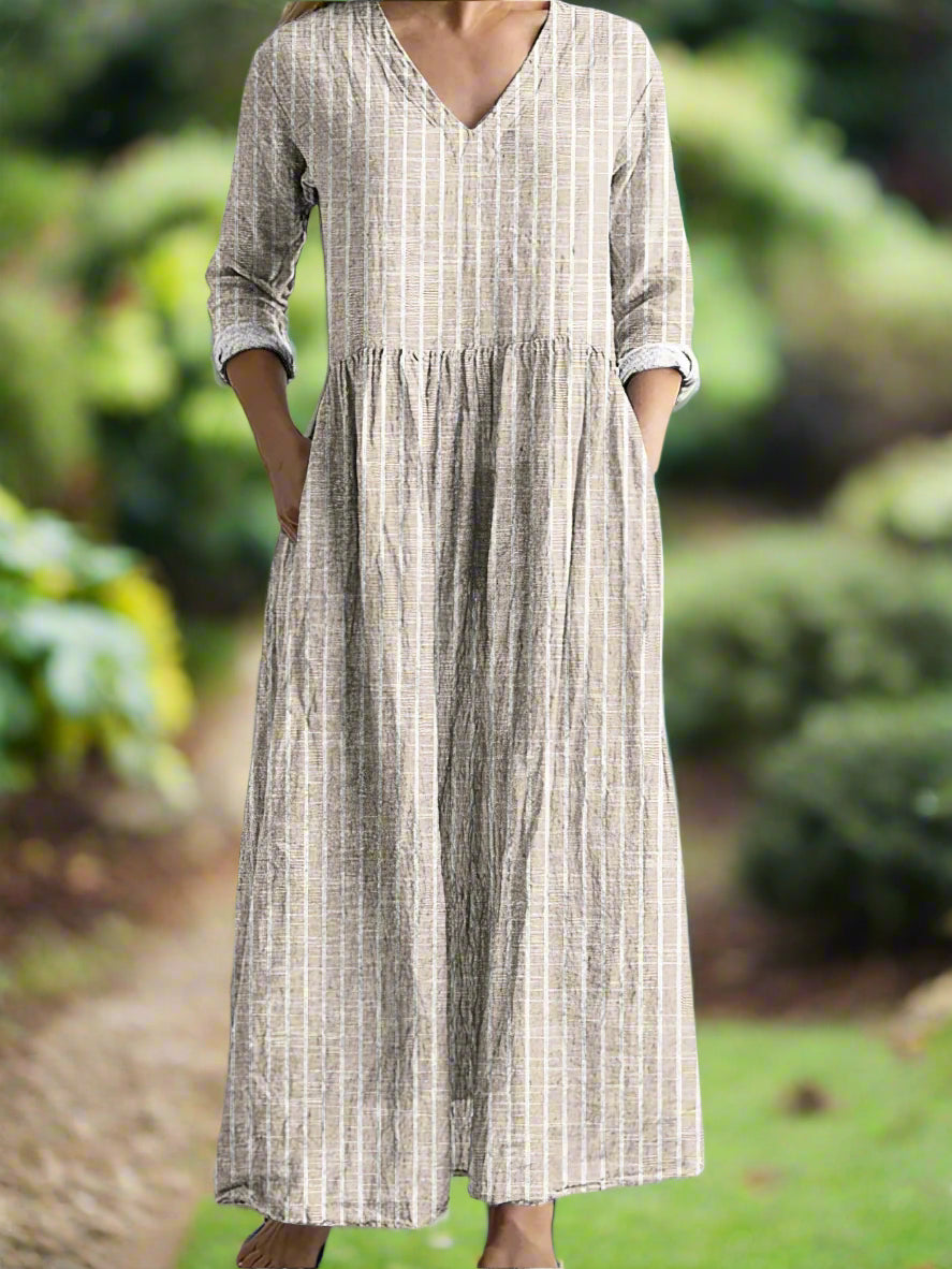 Gregoria | Striped V Neck Maxi Dress