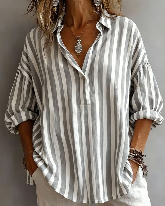 Jessy | Striped Relaxed Collar Blouse