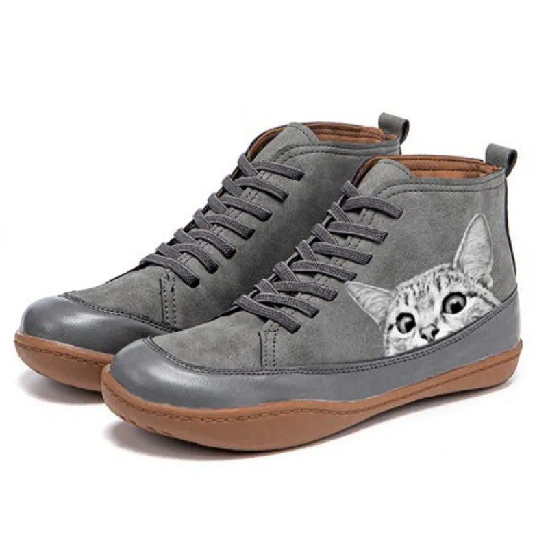 Fenna  | Cat Print Hi-Top Trainers