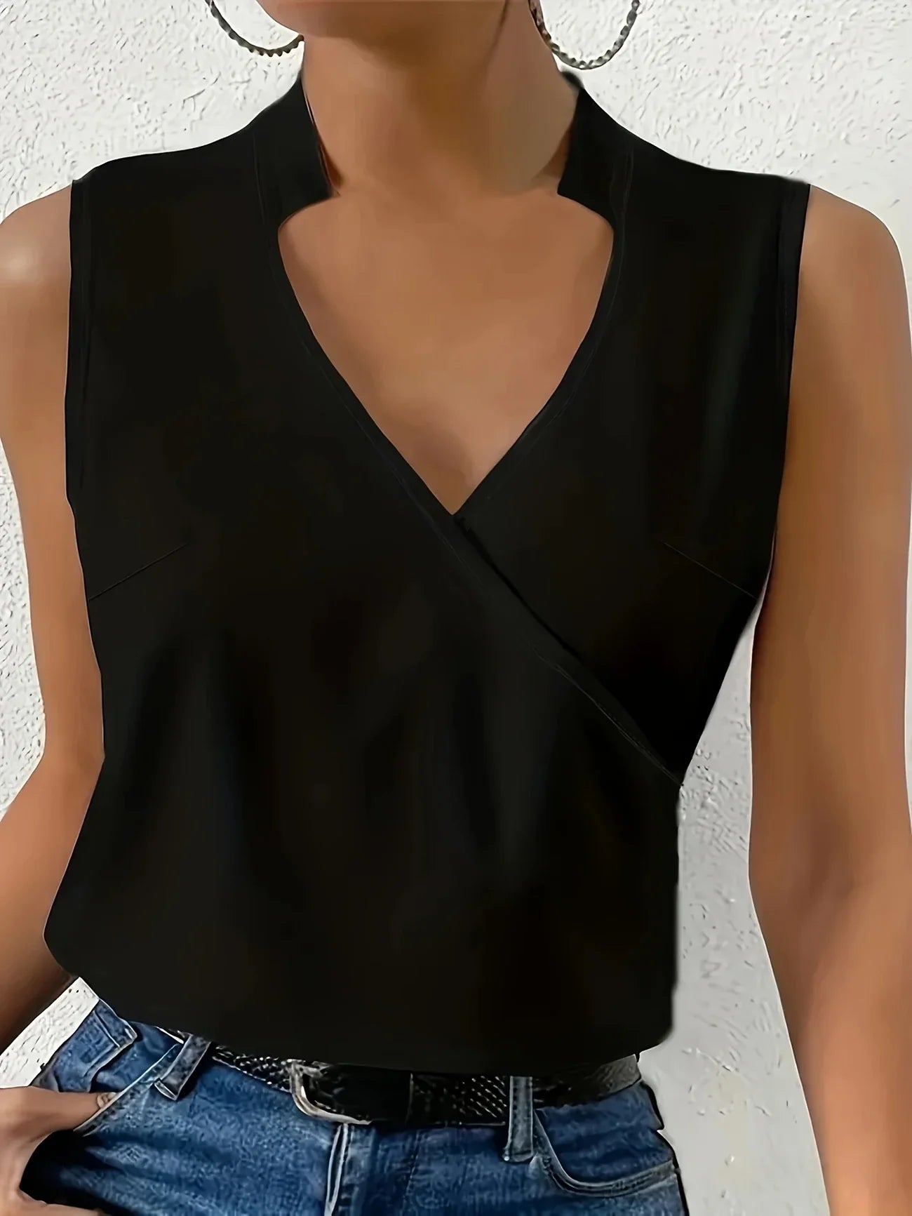 Cebulska | Sleeveless Wrap V-Neck Blouse Top