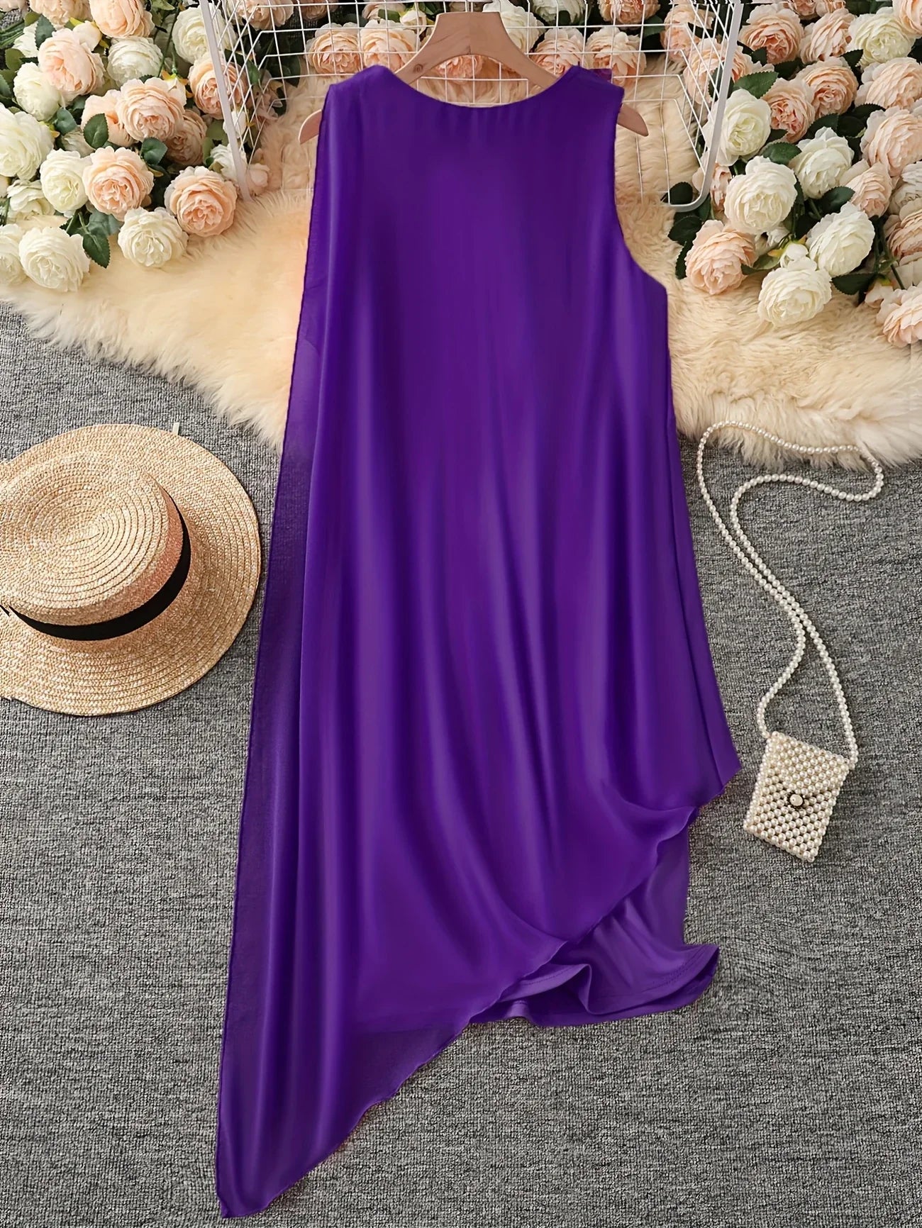Maren | Sleeveless Asymmetric Layer Midi Dress