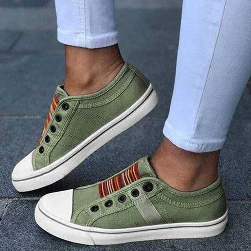 Guldy | Slip On Stripe Panel Trainers