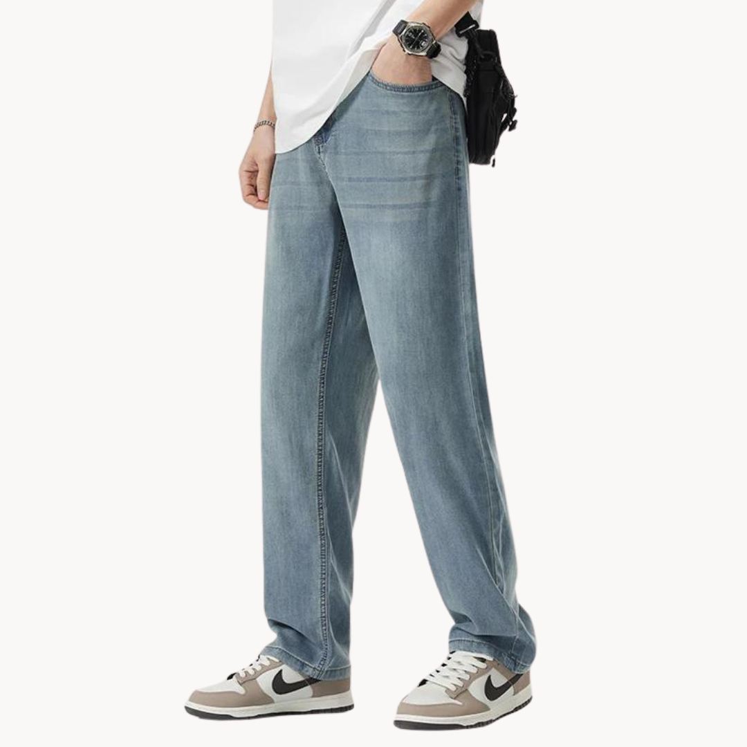 Teofilo | Loose Fit Washed Straight Leg Jeans