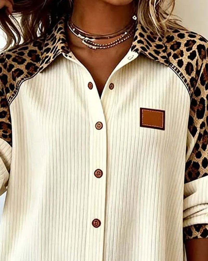 Corinne | Shirt with Leopard Print Panels and Collar