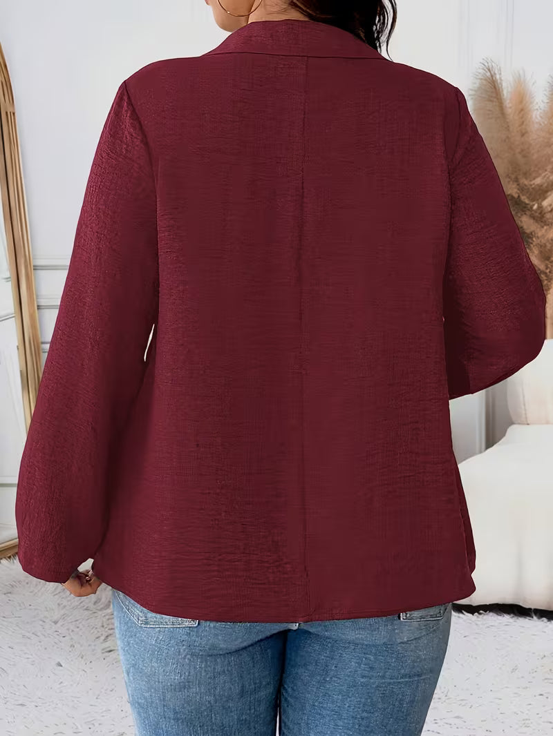 Noyelle | Long Sleeve Collared Pleated Blouse