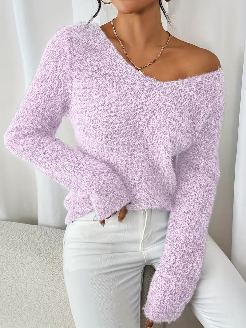 Aderah | V-Neck Textured Knit Jumper