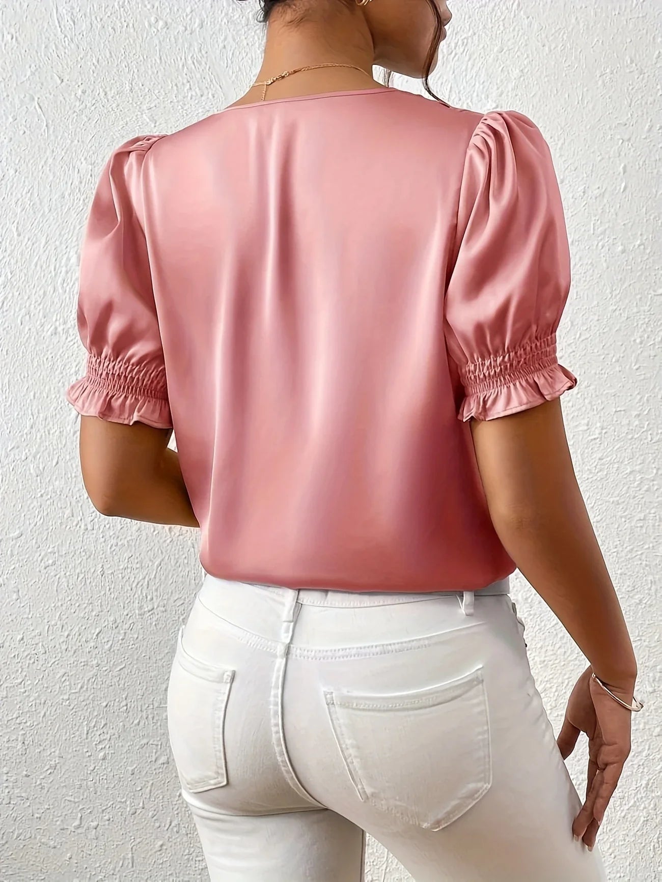 Abella | Puff Sleeve V-Neck Button Blouse
