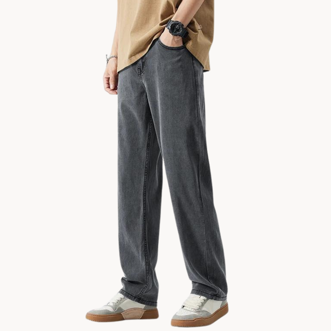 Teofilo | Loose Fit Washed Straight Leg Jeans