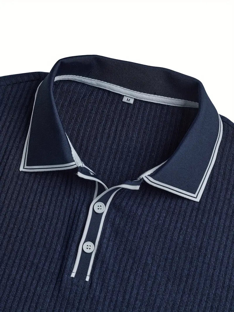 Orestis - Ribbed Short Sleeve Contrast Polo Shirt