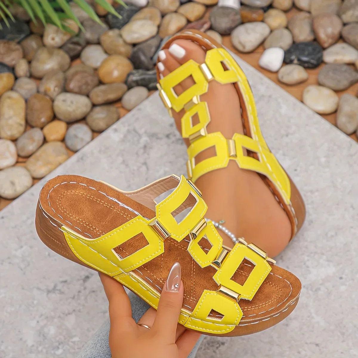 Norika | Open Toe Cut-Out Slide Sandals