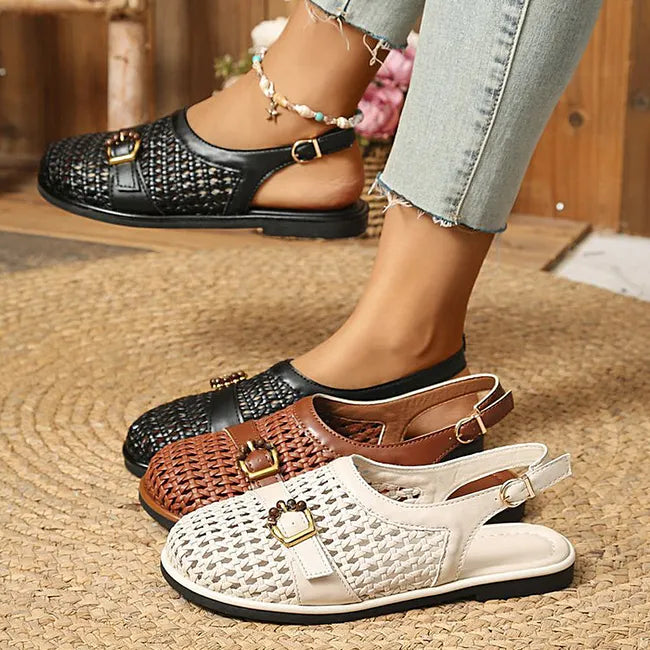 Ghie | Woven Closed Toe Slingback Sandals
