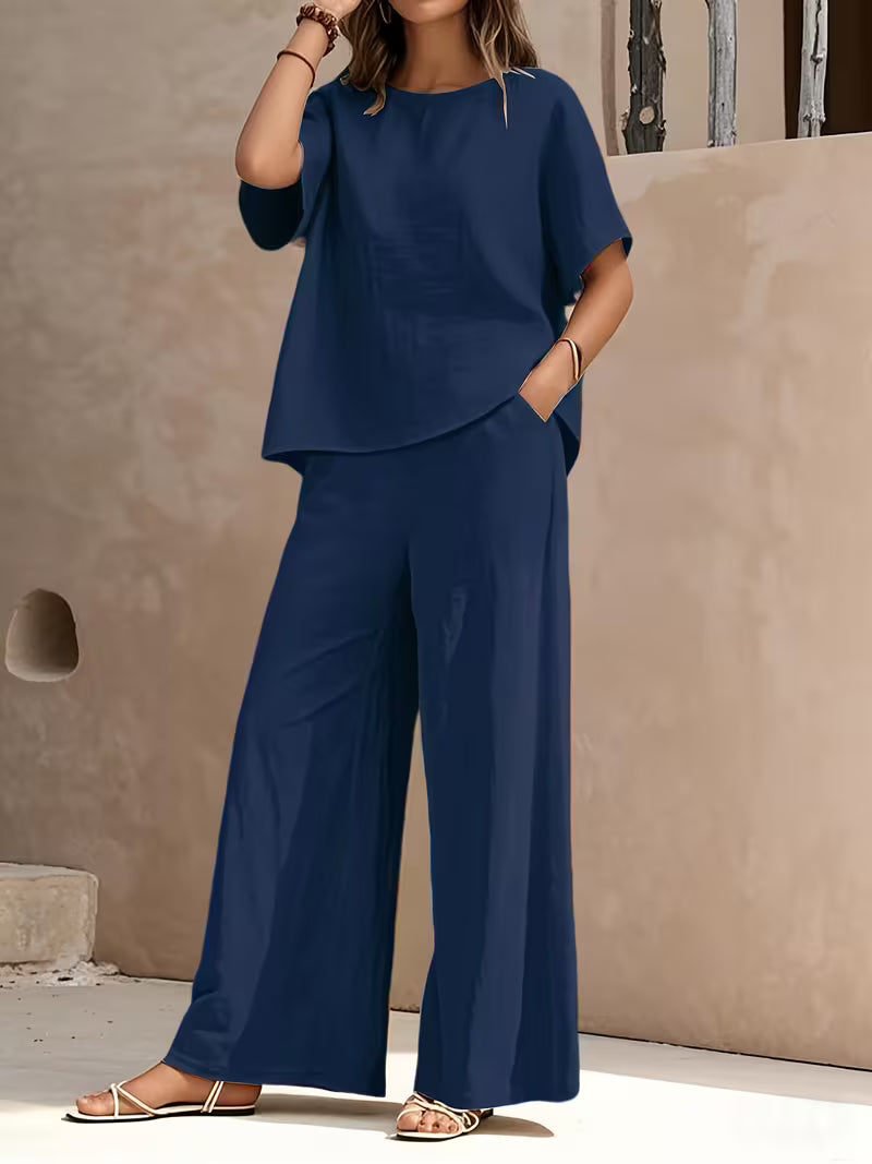 Josy | Trouser Set with Short-Sleeve Relaxed Top