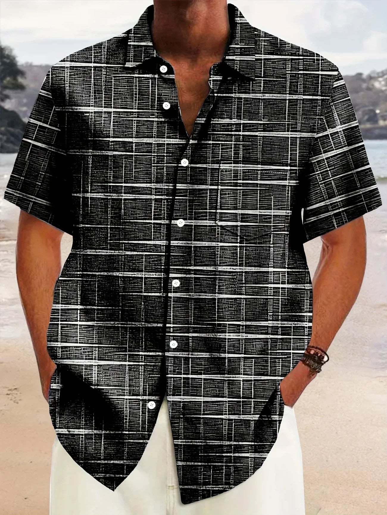 Haroyan | Short Sleeve Plaid Pattern Shirt