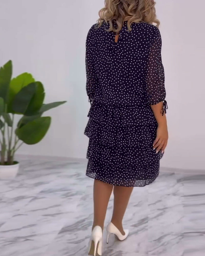 Meirit | Polka Dot Layered Midi Dress