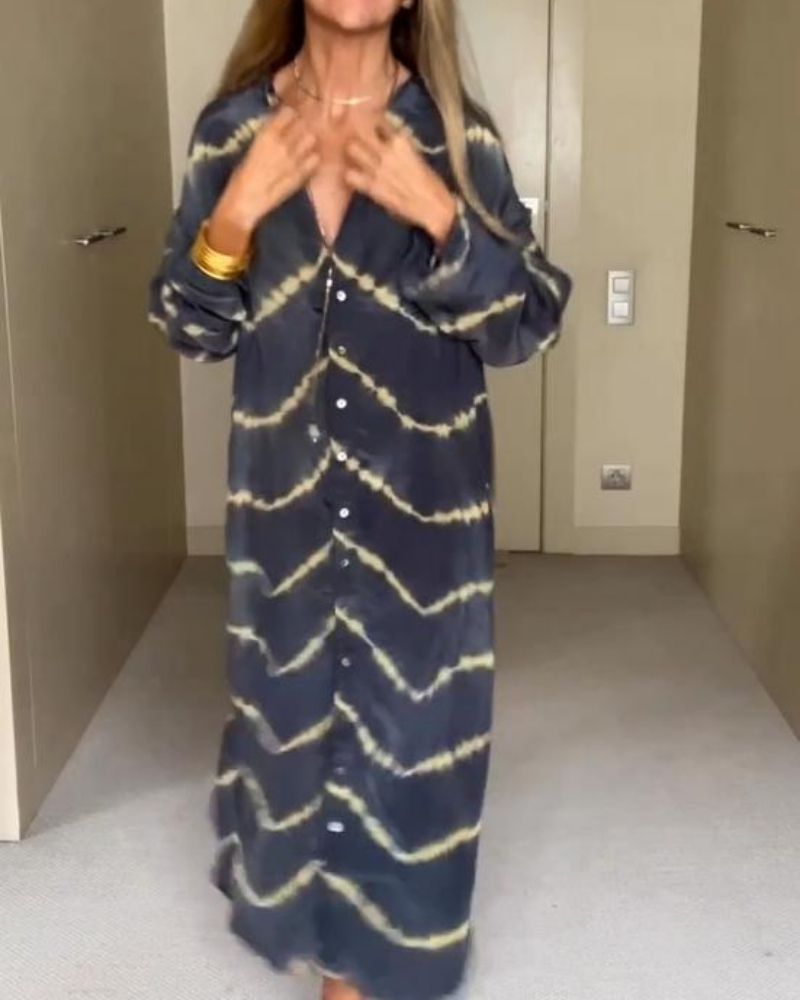 Suchitra | Printed Button Front Long Sleeve Dress