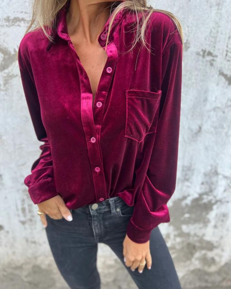 Arinka | Velvet Button Front Shirt