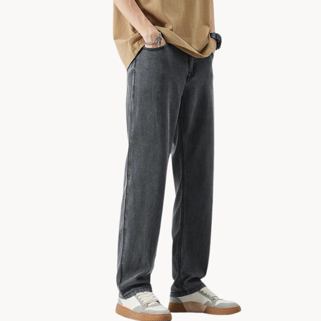 Teofilo | Loose Fit Washed Straight Leg Jeans