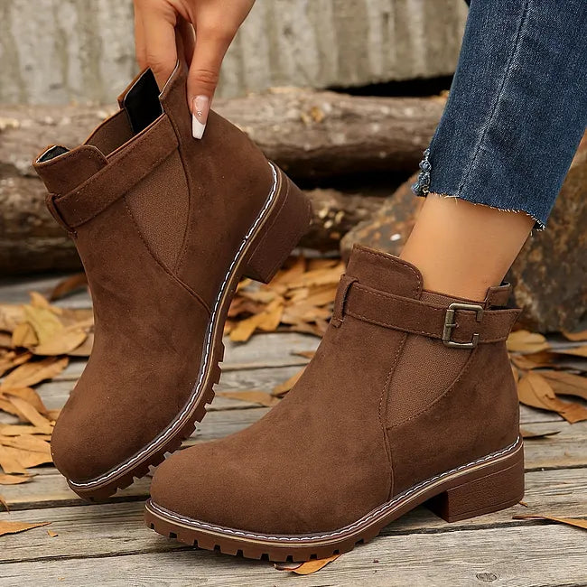 Veloella | Ankle Boots with Buckle Strap and Elastic