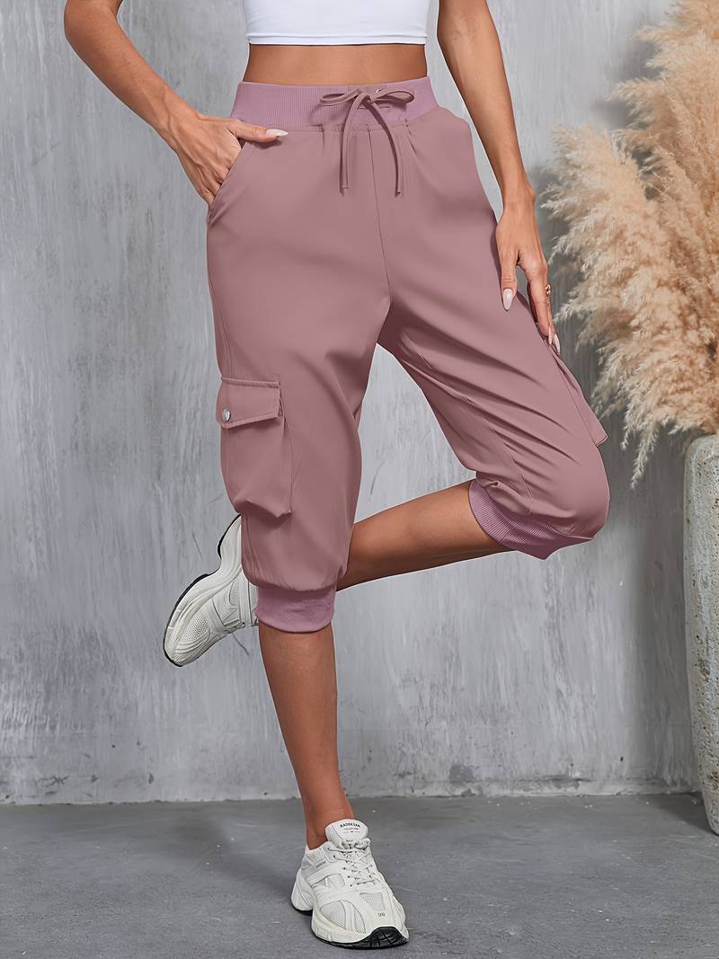 Kirabo | Cargo Cropped Drawstring Jogger Trousers