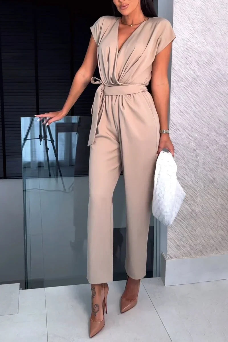 Maryana | Wrap Front Short Sleeve Jumpsuit
