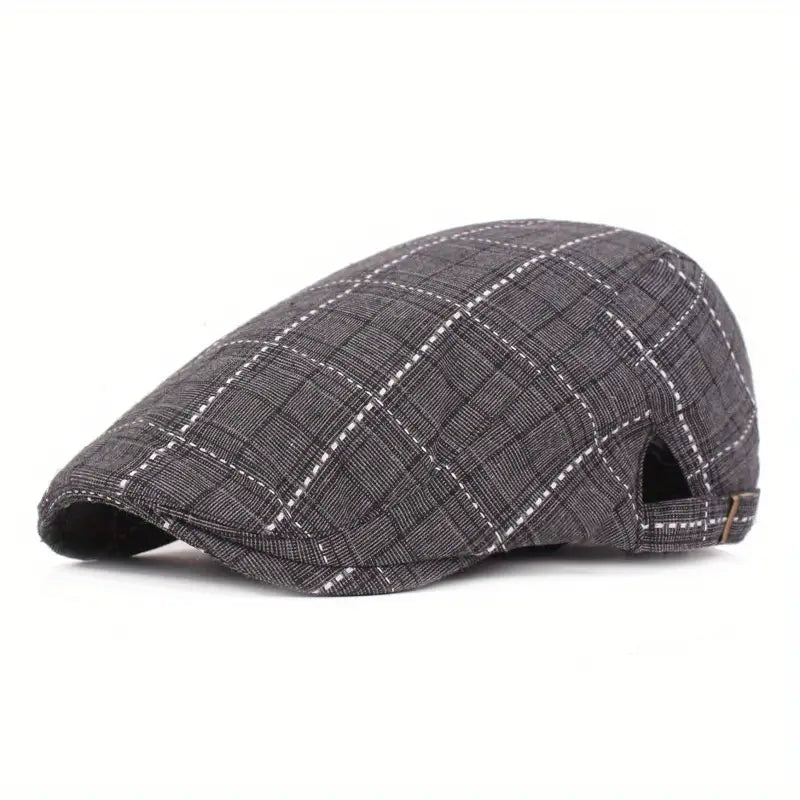 Checklyn | Checked Flat Cap Casual Newsboy Hat
