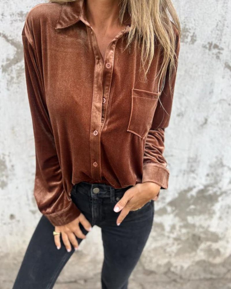 Arinka | Velvet Button Front Shirt