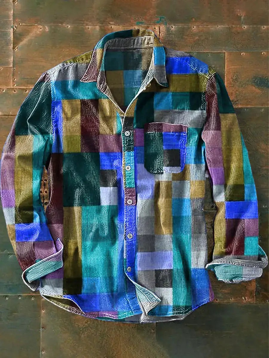 Germaine | Patchwork Print Unisex Button-Up Shirt