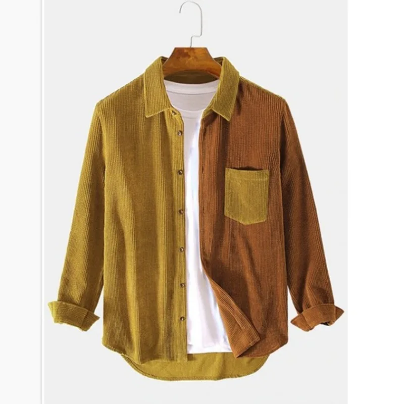 Geraldus | Corduroy Shirt with Spliced Panels and Pocket