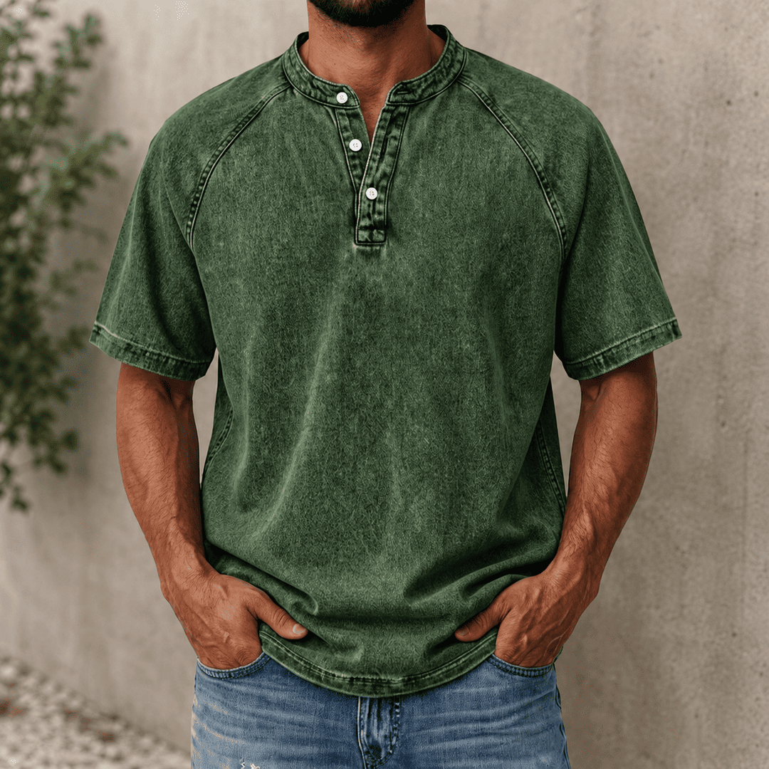 Zerric | Henley Shirt Short Sleeve Washed Finish