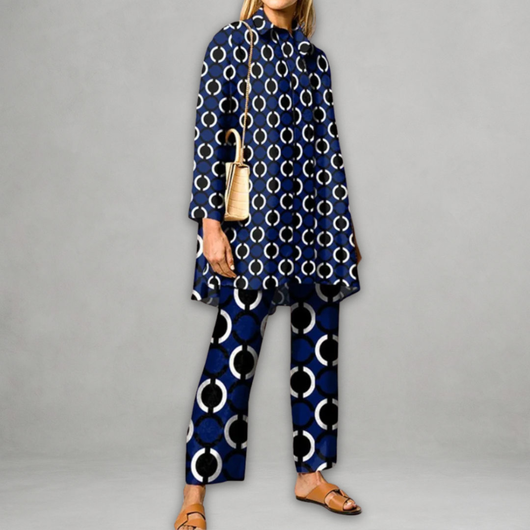 Claudette | Two Piece Set Green Geometric Print