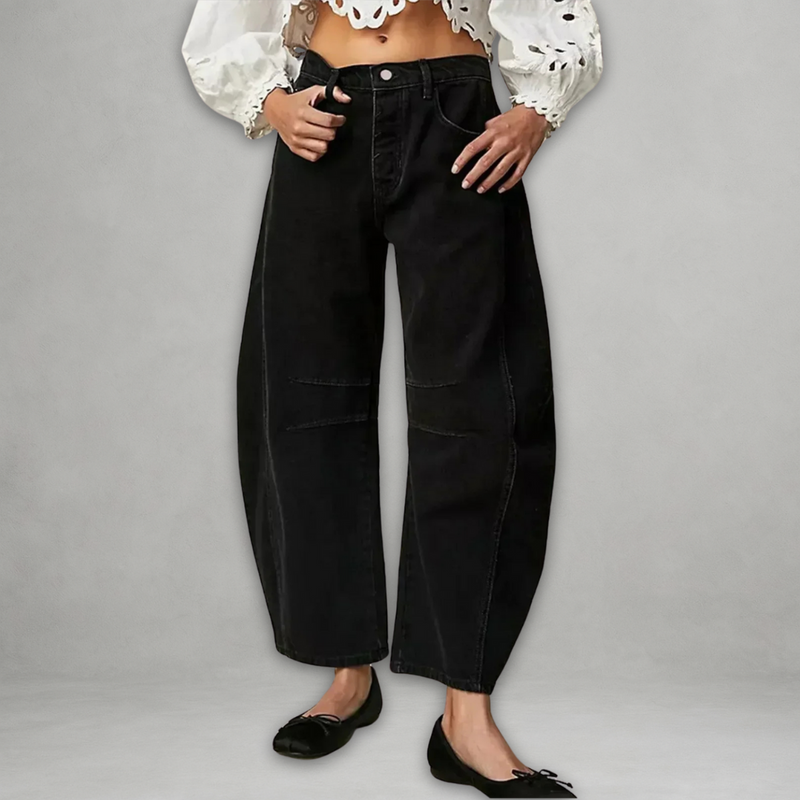 Entela - Barrel Leg Loose Fit Pocket Jeans