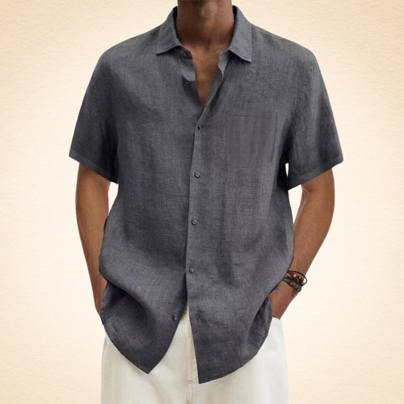 Lavrov | Short Sleeve Button Front Linen Shirt